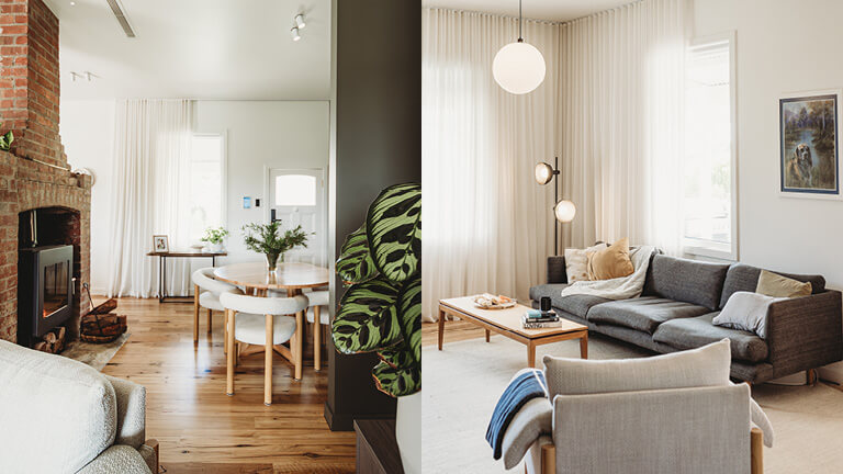 Living Area with natural light, timber floors and simple styling